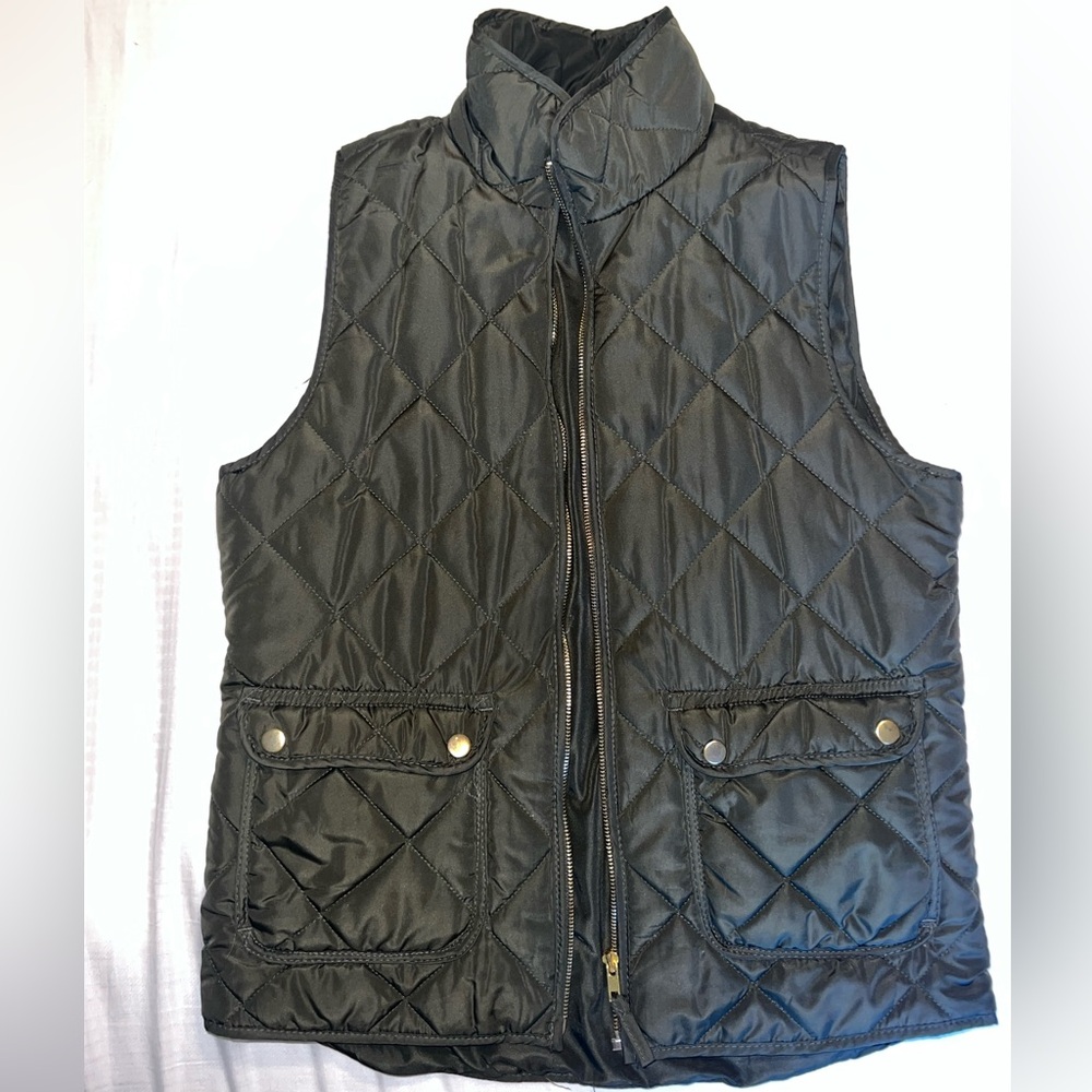 Dark green Quilted Vest with Pockets
